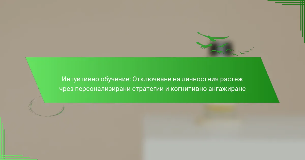 Интуитивно обучение: Отключване на личностния растеж чрез персонализирани стратегии и когнитивно ангажиране