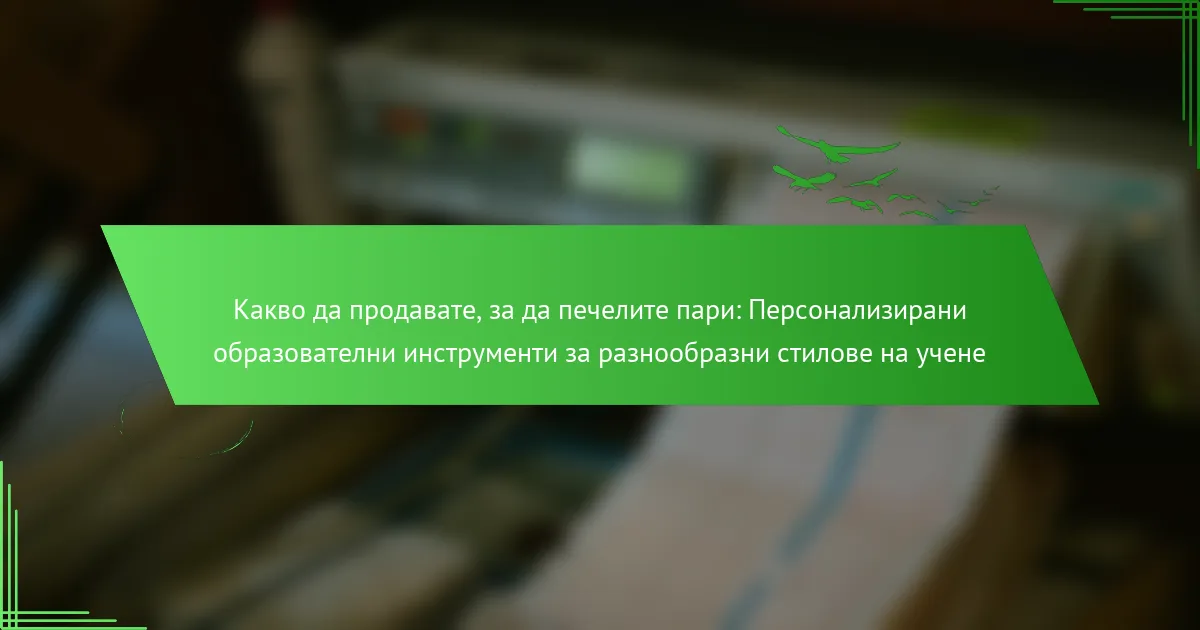 Какво да продавате, за да печелите пари: Персонализирани образователни инструменти за разнообразни стилове на учене