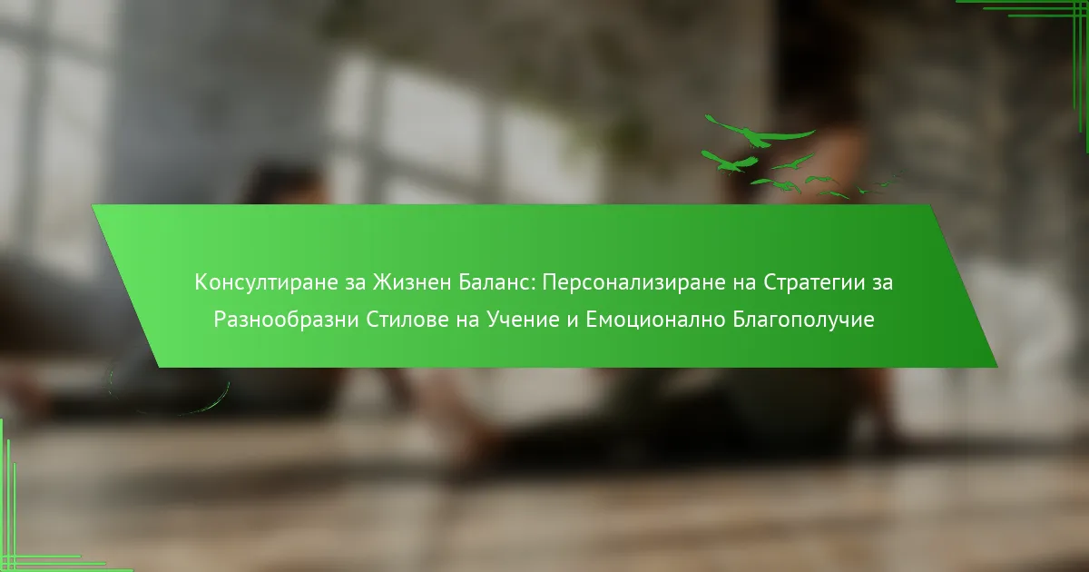 Консултиране за Жизнен Баланс: Персонализиране на Стратегии за Разнообразни Стилове на Учение и Емоционално Благополучие
