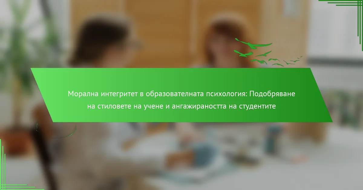 Морална интегритет в образователната психология: Подобряване на стиловете на учене и ангажираността на студентите
