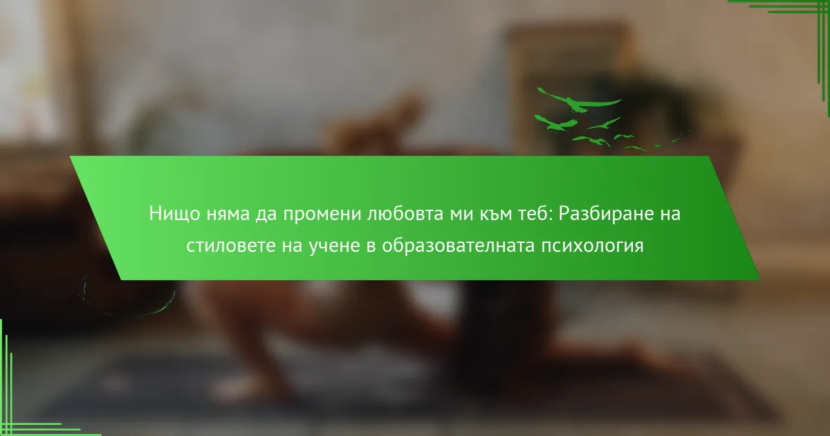 Нищо няма да промени любовта ми към теб: Разбиране на стиловете на учене в образователната психология
