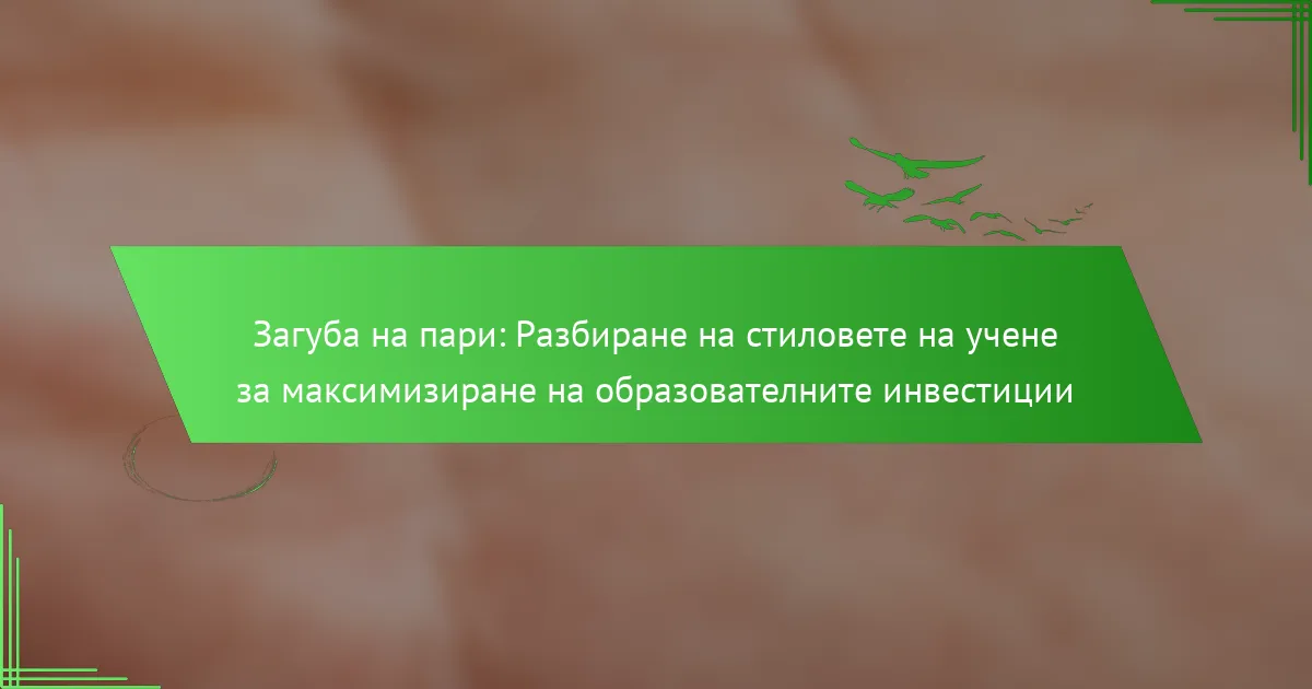Загуба на пари: Разбиране на стиловете на учене за максимизиране на образователните инвестиции