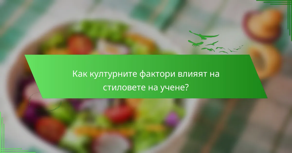 Как културните фактори влияят на стиловете на учене?