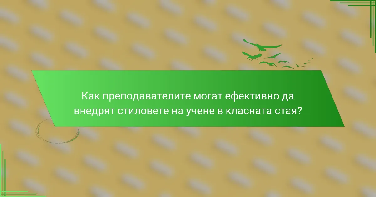 Как преподавателите могат ефективно да внедрят стиловете на учене в класната стая?