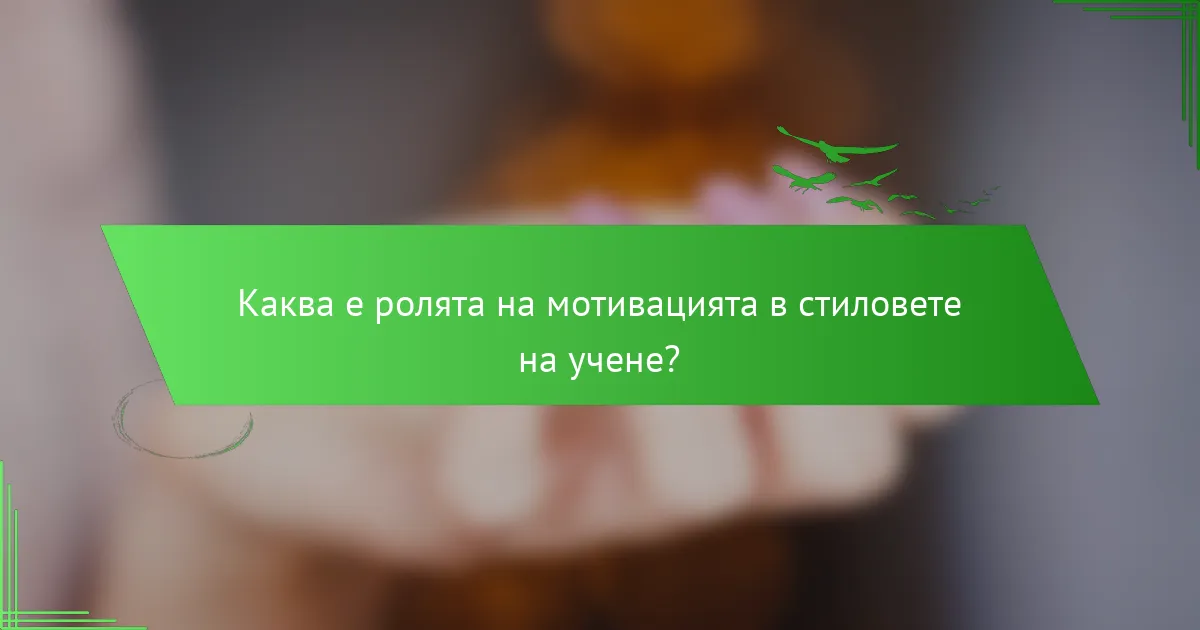 Каква е ролята на мотивацията в стиловете на учене?