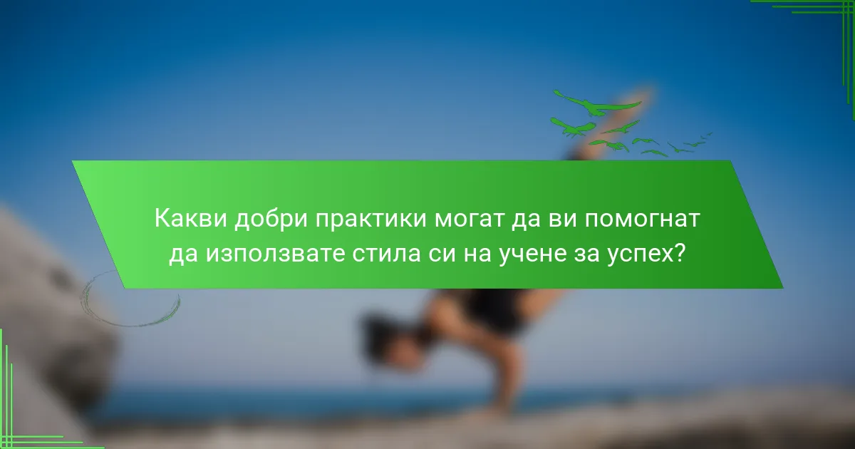 Какви добри практики могат да ви помогнат да използвате стила си на учене за успех?
