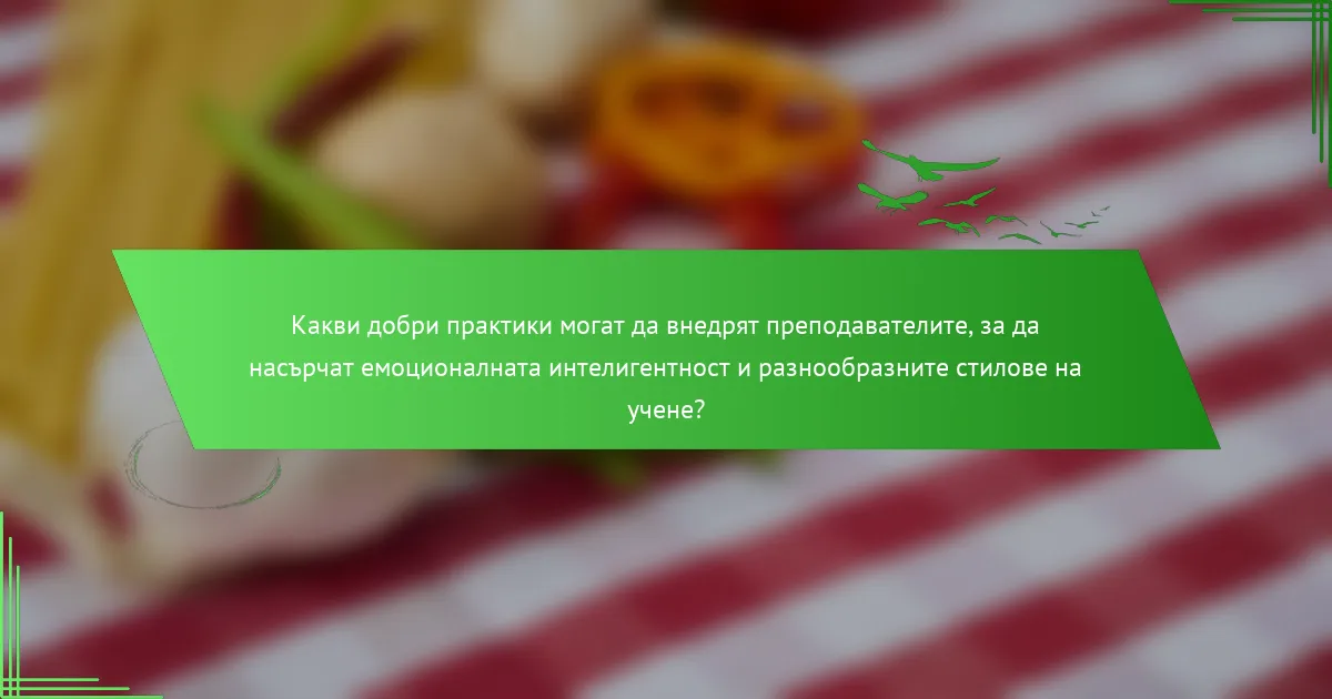 Какви добри практики могат да внедрят преподавателите, за да насърчат емоционалната интелигентност и разнообразните стилове на учене?