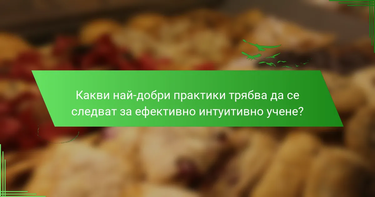 Какви най-добри практики трябва да се следват за ефективно интуитивно учене?