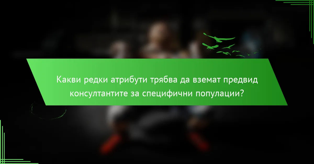 Какви редки атрибути трябва да вземат предвид консултантите за специфични популации?