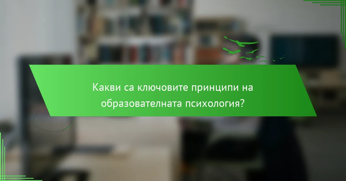 Какви са ключовите принципи на образователната психология?