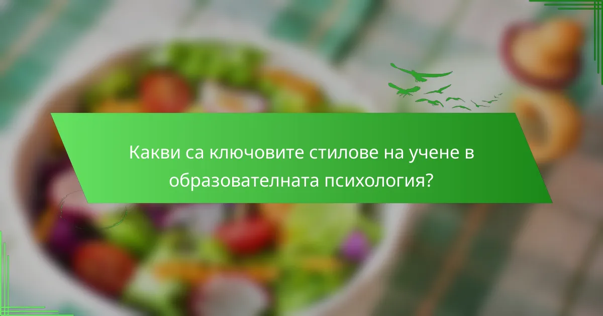 Какви са ключовите стилове на учене в образователната психология?