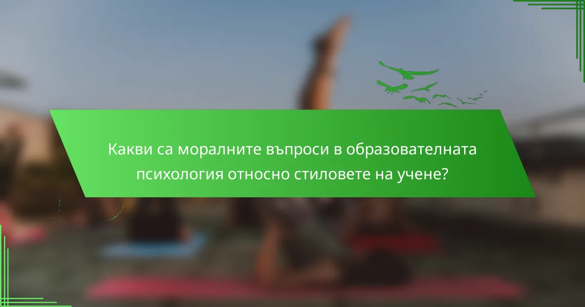 Какви са моралните въпроси в образователната психология относно стиловете на учене?