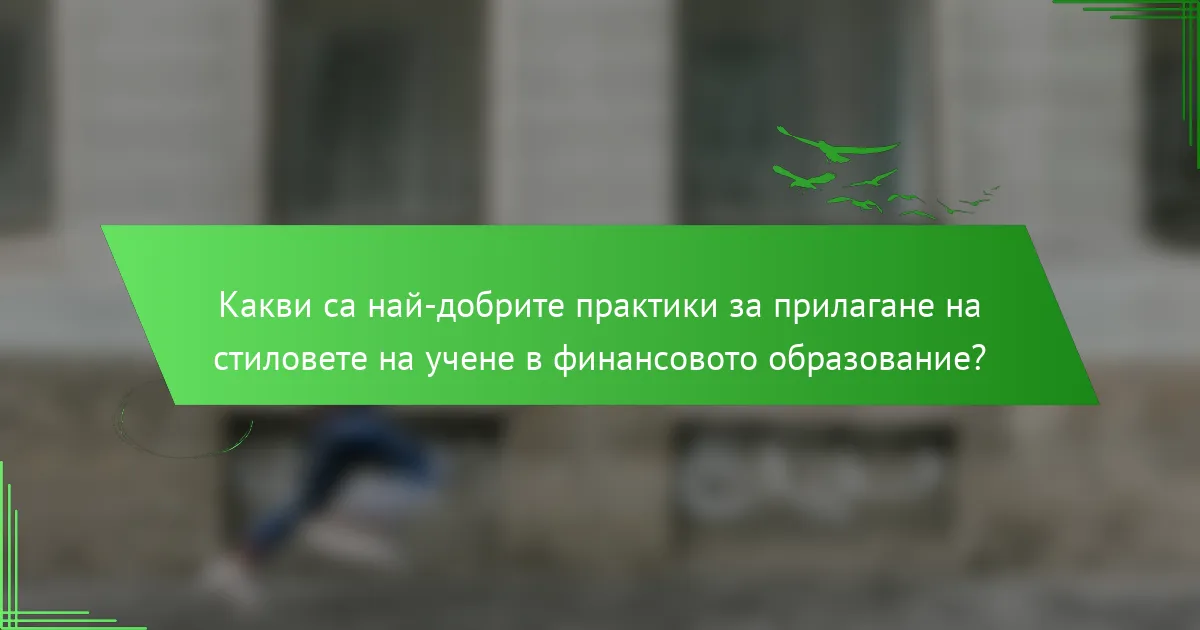 Какви са най-добрите практики за прилагане на стиловете на учене в финансовото образование?