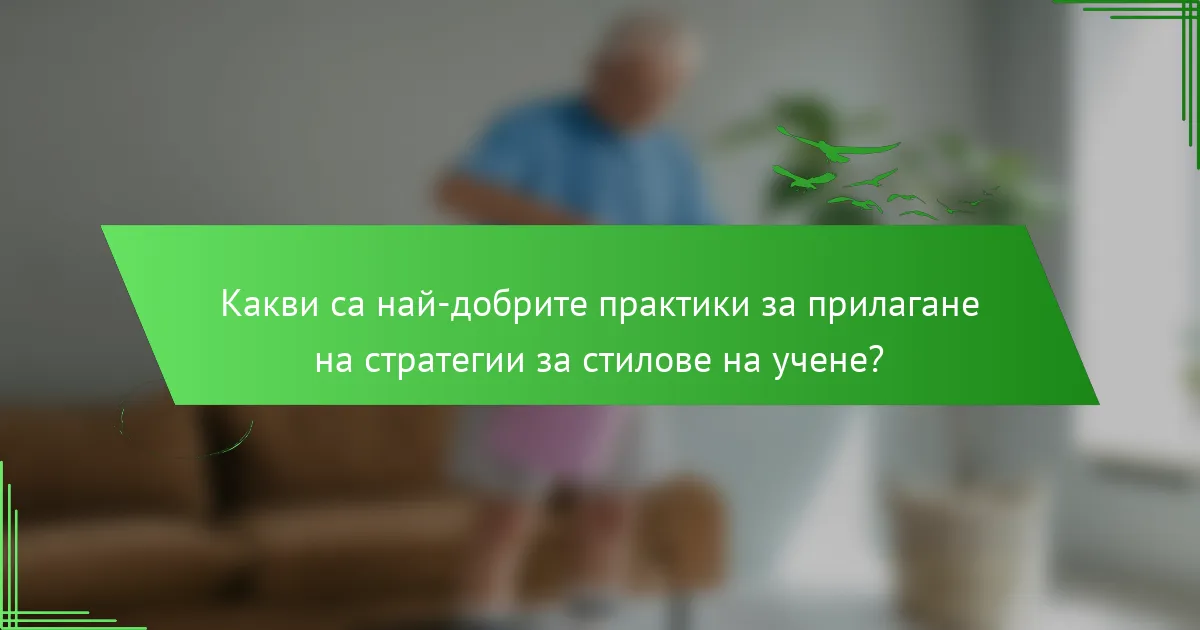 Какви са най-добрите практики за прилагане на стратегии за стилове на учене?