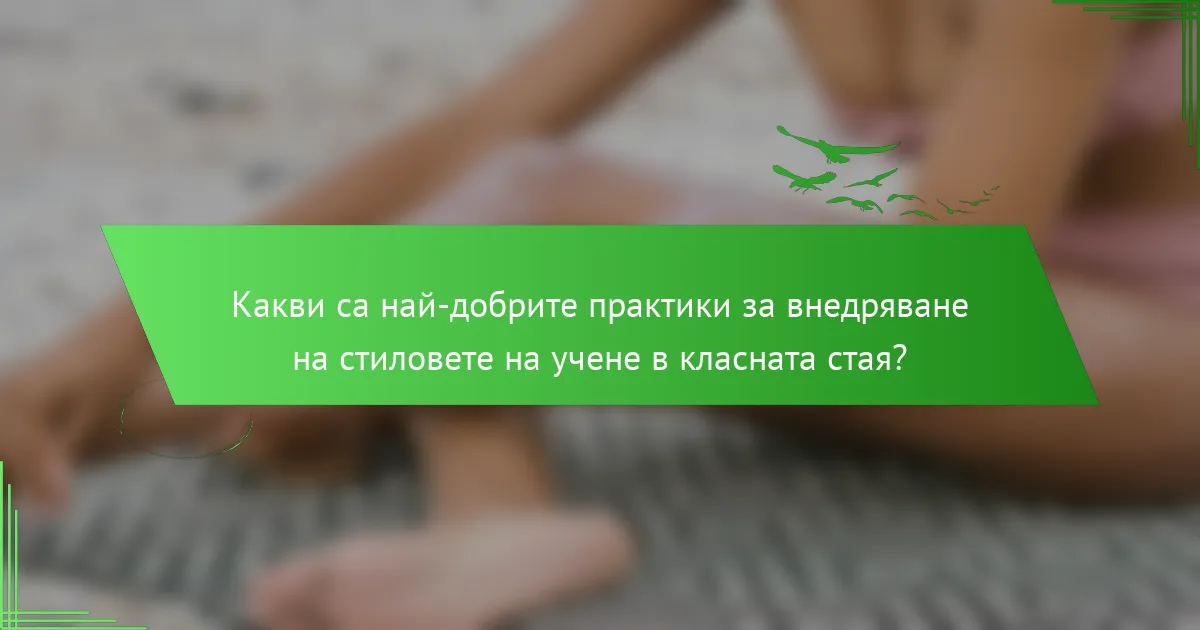 Какви са най-добрите практики за внедряване на стиловете на учене в класната стая?