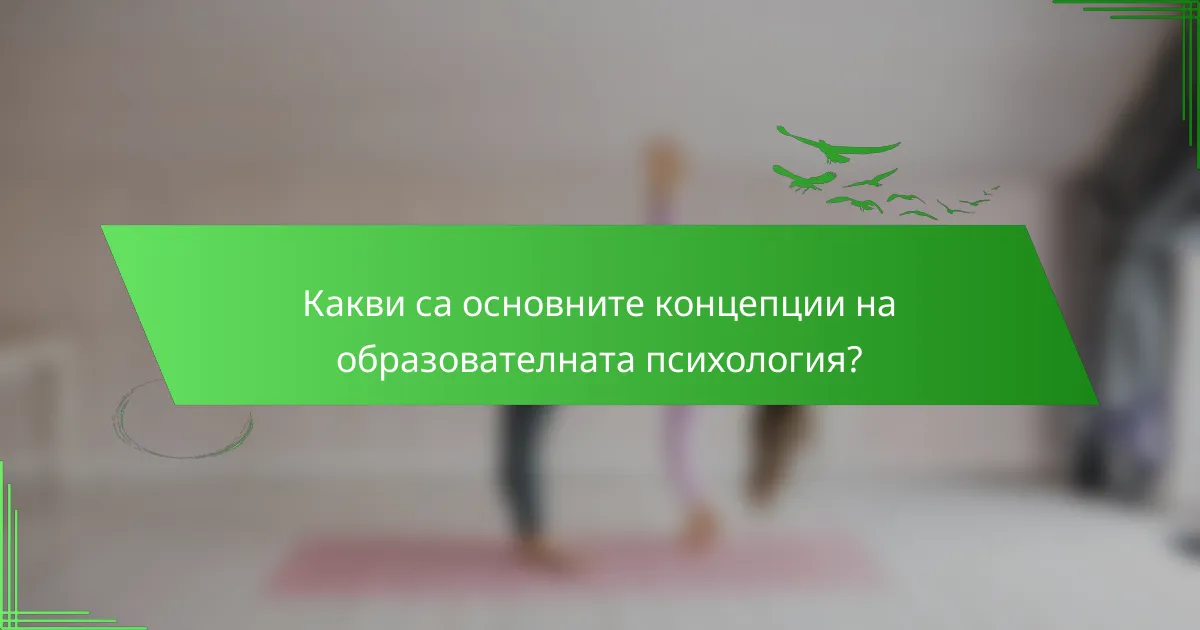 Какви са основните концепции на образователната психология?