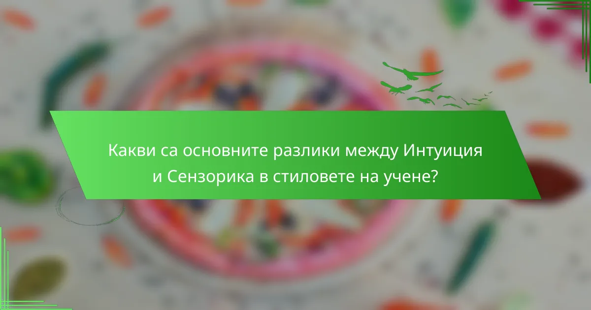 Какви са основните разлики между Интуиция и Сензорика в стиловете на учене?