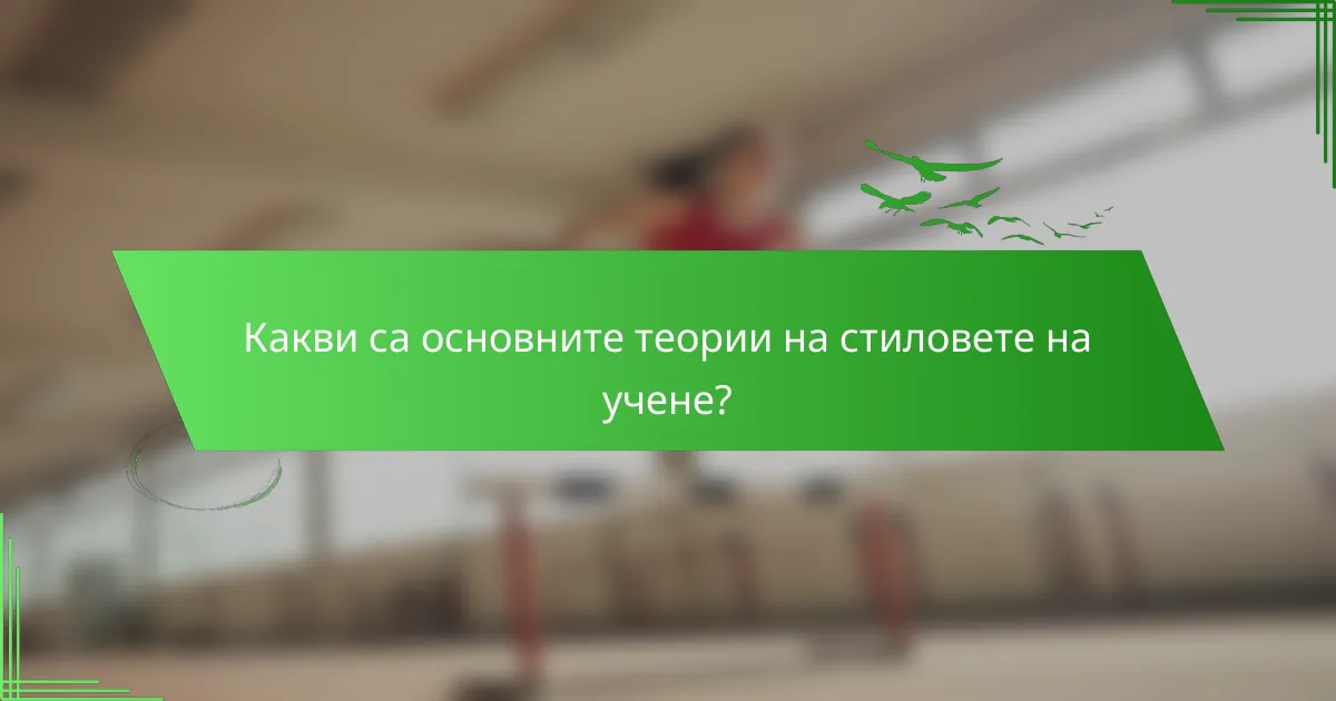 Какви са основните теории на стиловете на учене?