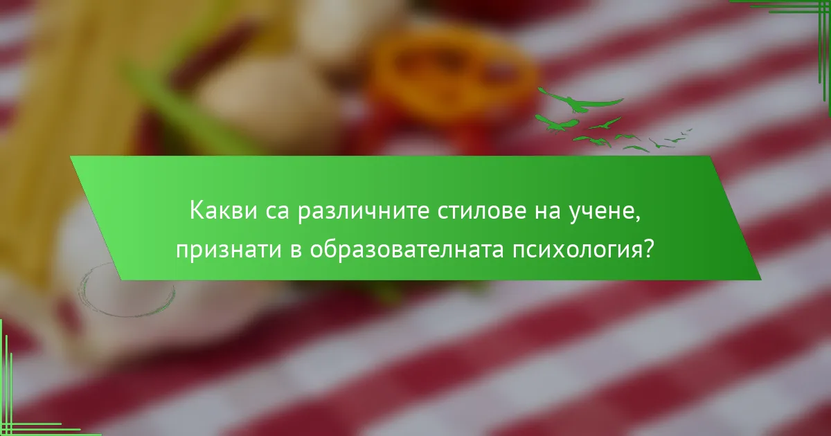 Какви са различните стилове на учене, признати в образователната психология?