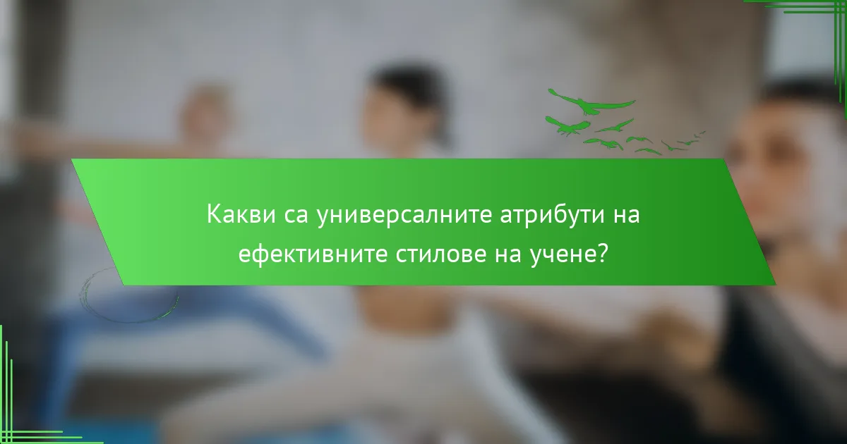 Какви са универсалните атрибути на ефективните стилове на учене?