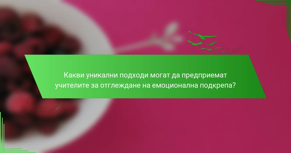 Какви уникални подходи могат да предприемат учителите за отглеждане на емоционална подкрепа?