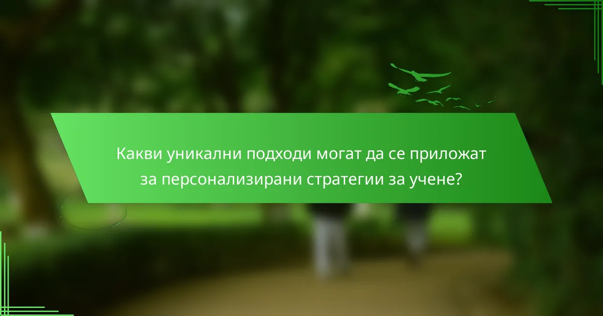 Какви уникални подходи могат да се приложат за персонализирани стратегии за учене?