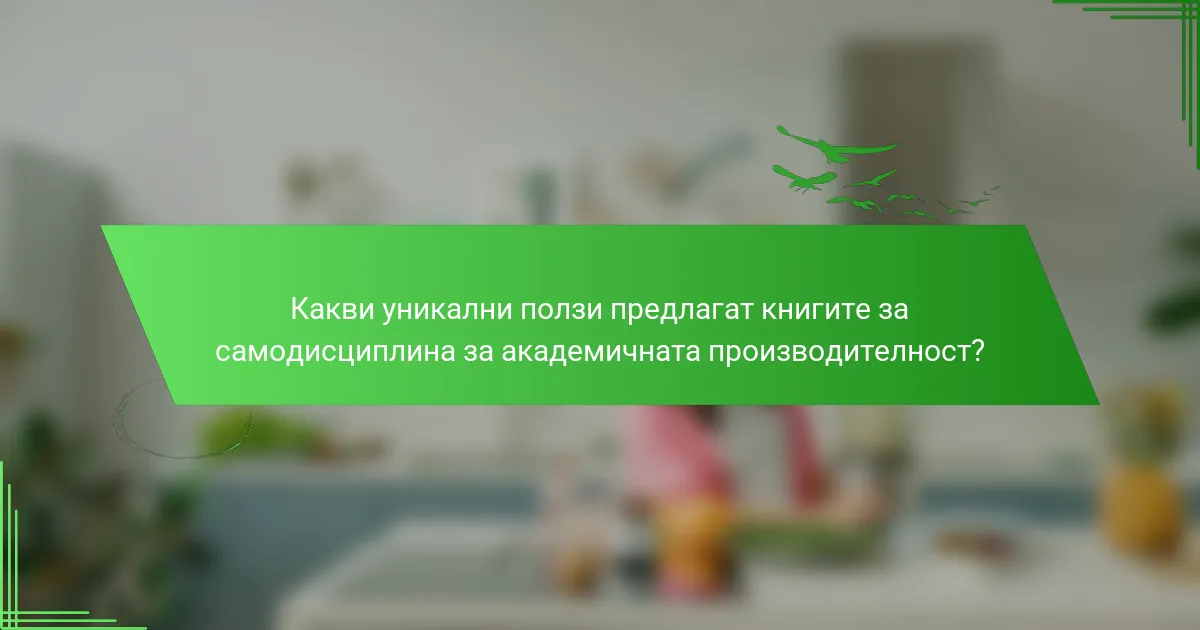 Какви уникални ползи предлагат книгите за самодисциплина за академичната производителност?