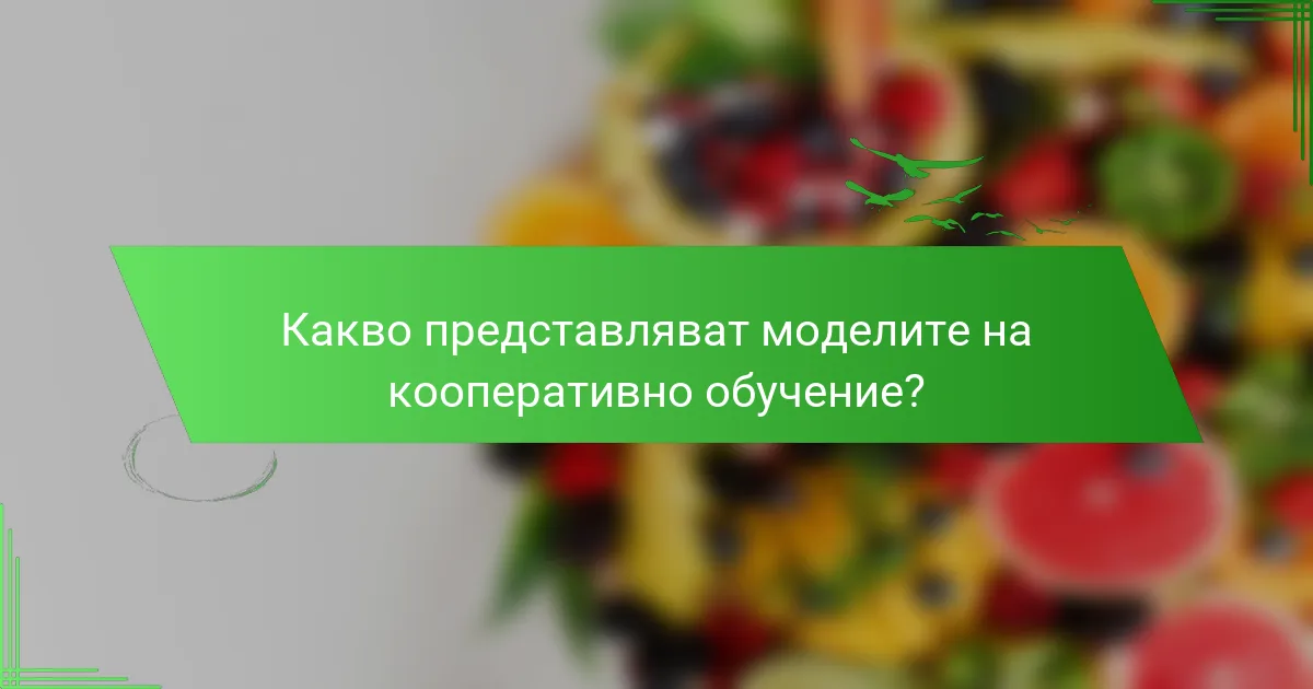 Какво представляват моделите на кооперативно обучение?